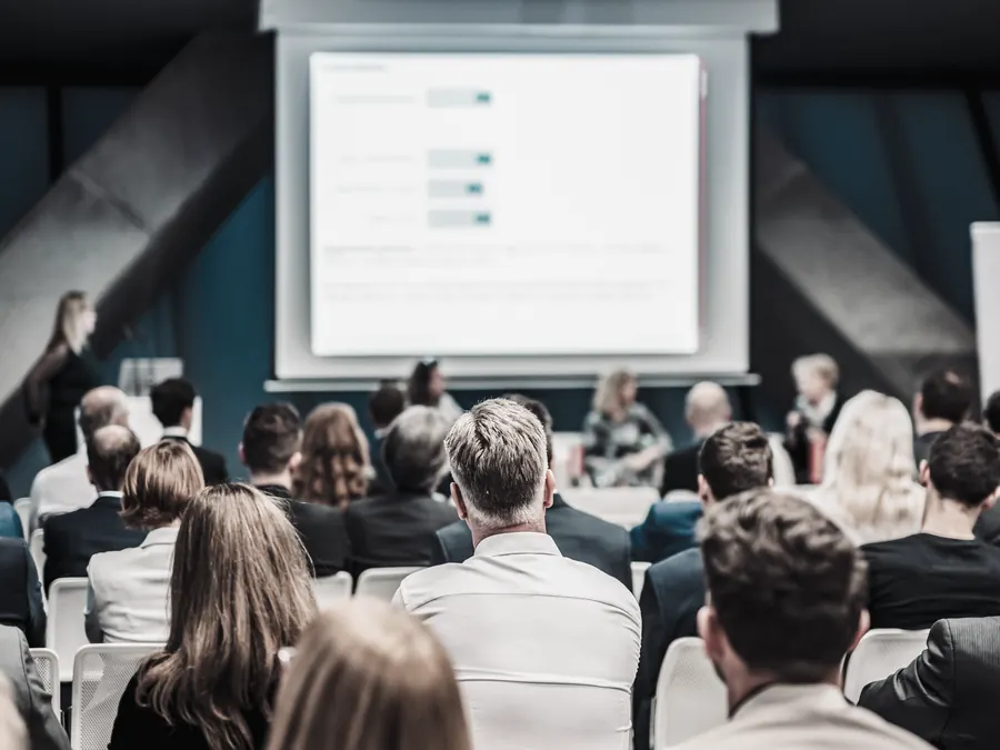 An audience at a technical conference